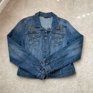 Blue Jean Jacket with Brass Pyramid Shape Studs - Size: Medium